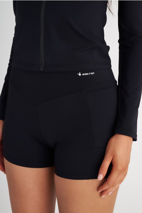 SATIN TOUCH HIGH WAISTED BIKER SHORTS WITH POCKET-24840013-110
