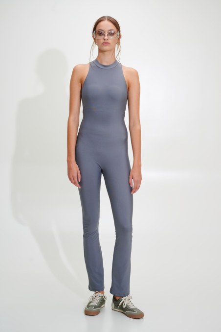 STRETCH FLARED SPORTS JUMPSUIT WITH HALTERNECK-24867107-206