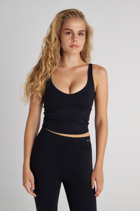 SATIN TOUCH MONOCHROME SPORTS CROP TOP WITH INNER CUPS-24868022-110