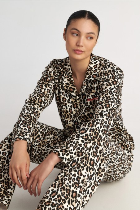 LEOPARD PRINTED COTTON PYJAMA SET-25538005-301