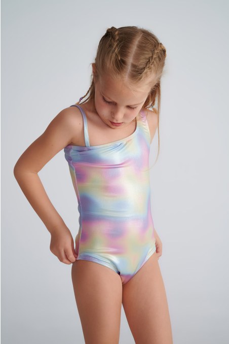 IRIDESCENT ONE SHOULDER ONEPIECE SWIMSUIT FOR GIRLS-25615087-999