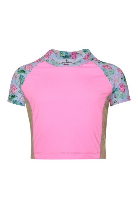 SHORT-SLEEVED SWIMSUIT BIKINI TOP FOR GIRLS-25616025-712