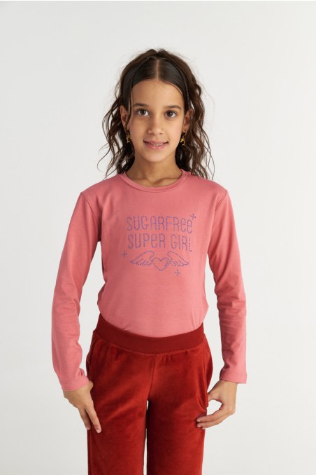 EMBELLISHED LONG SLEEVED COTTON TOP FOR GIRLS-25632050-723
