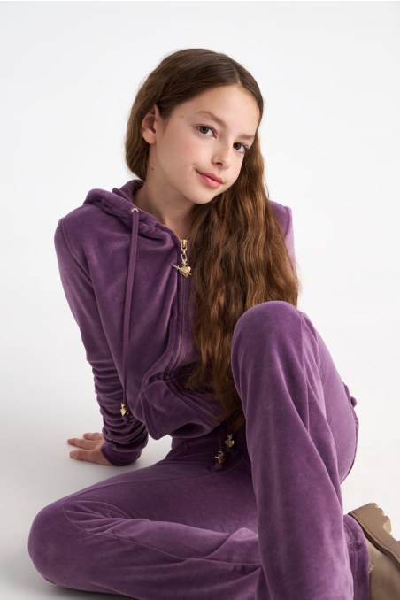 HOODED FASHION VELOUR JACKET FOR TEENS-25633000-947