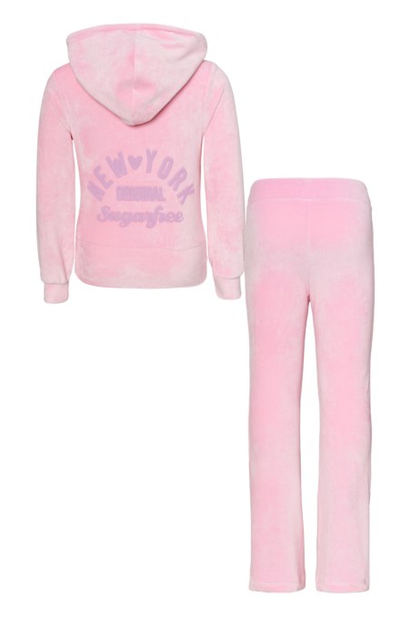 EMBOSSED PRINTED SUPER SOFT VELOUR TRACK SET FOR GIRLS WITH RAINBOW ZIPPER-25638024-710
