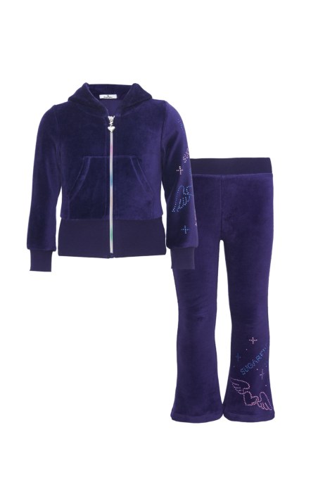 STRASS EMBELLISHED VELOUR TRACK SET FOR GIRLS WITH RAINBOW ZIPPER-25638039-816