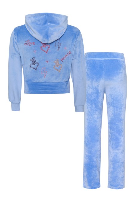 STRASS EMBELLISHED SUPER SOFT VELOUR TRACK SET FOR GIRLS WITH RAINBOW ZIPPER-25638047-423