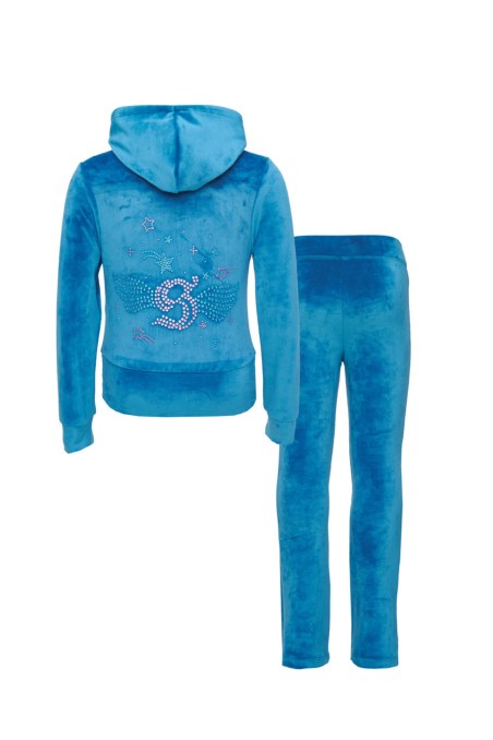STRASS EMBELLISHED SUPER SOFT VELOUR TRACK SET FOR GIRLS WITH RAINBOW ZIPPER-25638048-414