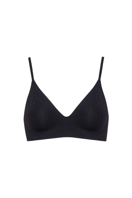 LEOPARD PRINTED SEAMLESS PADDED TRIANGLE BRA-25711020-110