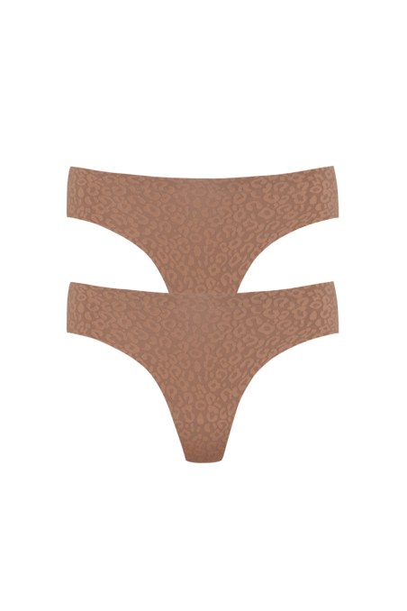 TWO PACK LEOPARD PRINTED SEAMLESS HIPSTER BRAZILIAN BRIEF-25712020-301