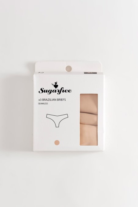THREE PACK SEAMLESS BRAZILIAN BRIEFS-25732002-304