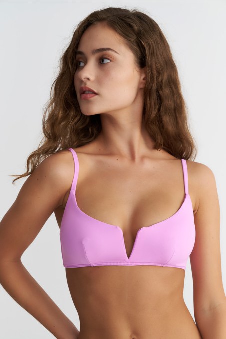 RECYCLED SWIMWEAR BIKINI TOP IN 'V' NECKLINE-25801001-712