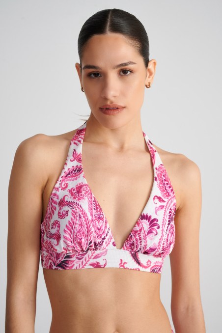 FLORAL PRINTED TRIANGLE BIKINI TOP IN CUP D-25801041D-715