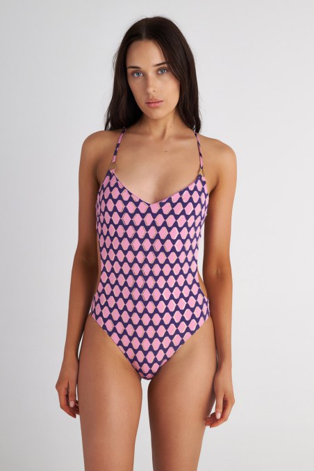 PRINTED ONEPIECE SWIMSUIT WITH CROSSED STRAPS-25804430-713