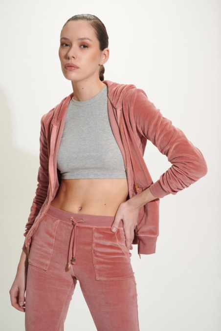 FASHION BASIC VELOUR HOODED JACKET-25813000-720
