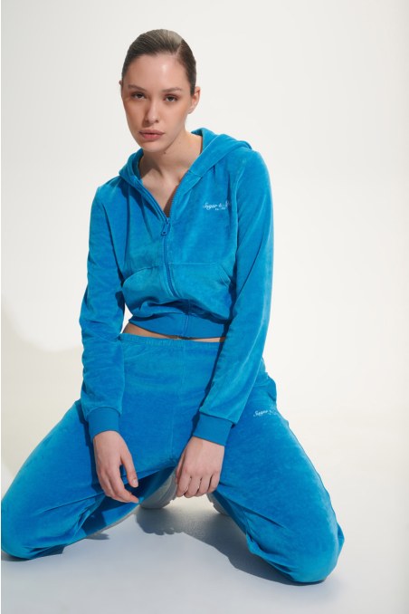 CROPPED HOODED VELOUR JACKET-25813035-956