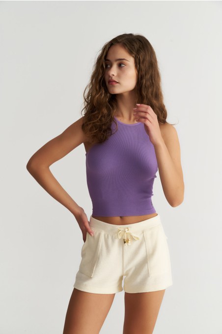 SEAMLESS HALTER CROPPED RIBBED TOP-25818012-431