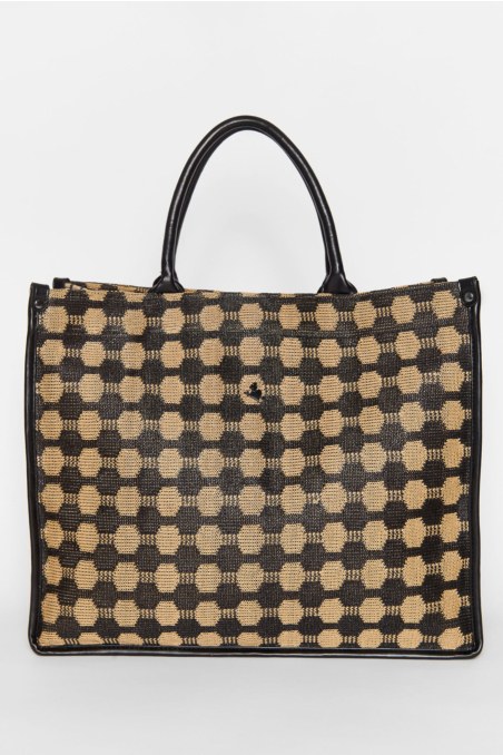 ΨΑΘΙΝΗ ΤΣΑΝΤΑ SHOPPER ΜΕ ΕΠΑΝΑΛΑΜΒΑΝΟΜΕΝΟ ΜΟΤΙΒΟ-25819111-110