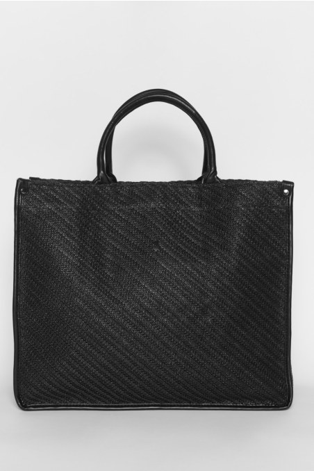 ΨΑΘΙΝΗ ΤΣΑΝΤΑ SHOPPER ΜΕ ΔΙΑΓΩΝΙΟ ΜΟΤΙΒΟ-25819112-110