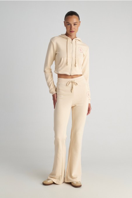 COTTON FLARED PANTS WITH EMBROIDERED DETAIL-25831040-103