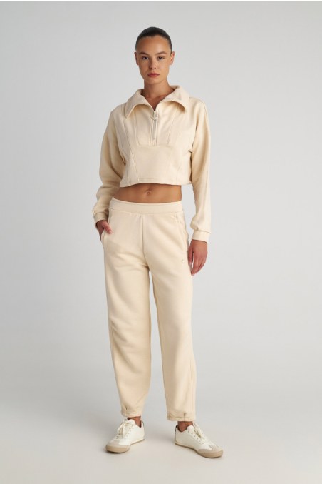 COTTON STRAIGHT-LEG PANTS WITH PLEATED HEMS-25831075-963