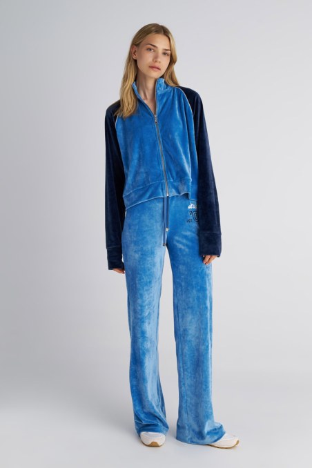 TWO-TONE STYLED VELOUR PANTS WITH EMBROIDERED DETAIL-25831084-421