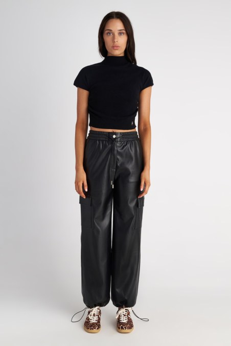 FAUX LEATHER CARGO PANTS-25831090-110