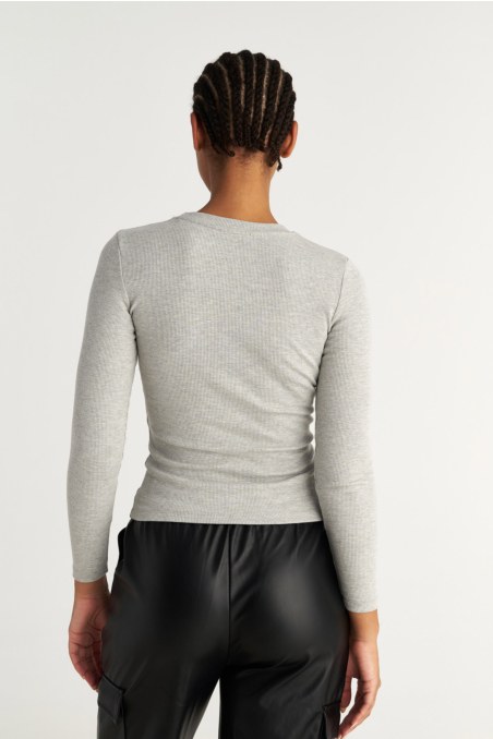 LONG SLEEVED BASIC COTTON RIBBED TOP-25832034-210