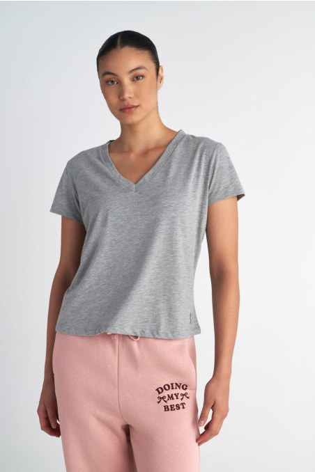 BASIC ORGANIC COTTON T-SHIRT IN 'V' NECKLINE-25832051-211