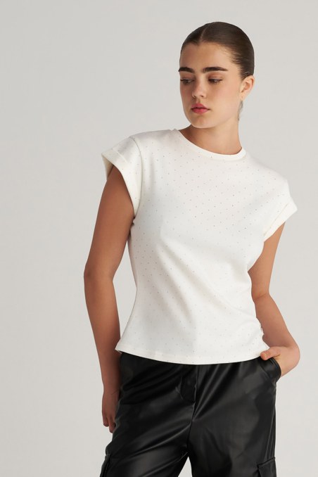 T-SHIRT WITH SPARKLING STRASS EMBELLISHMENT-25832162-100