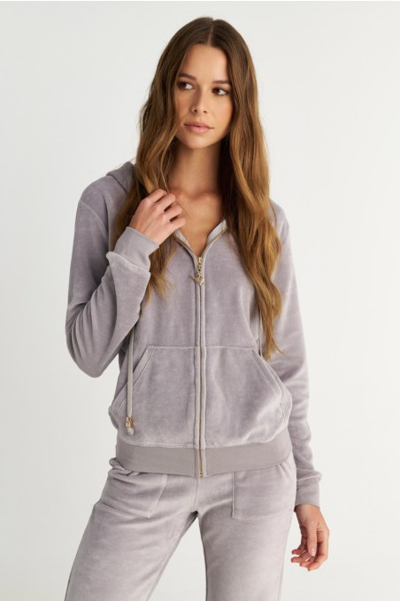 FASHION BASIC VELOUR HOODED JACKET-25833000-205