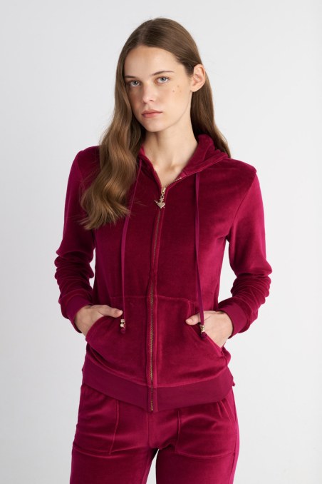 FASHION BASIC VELOUR HOODED JACKET-25833000-633