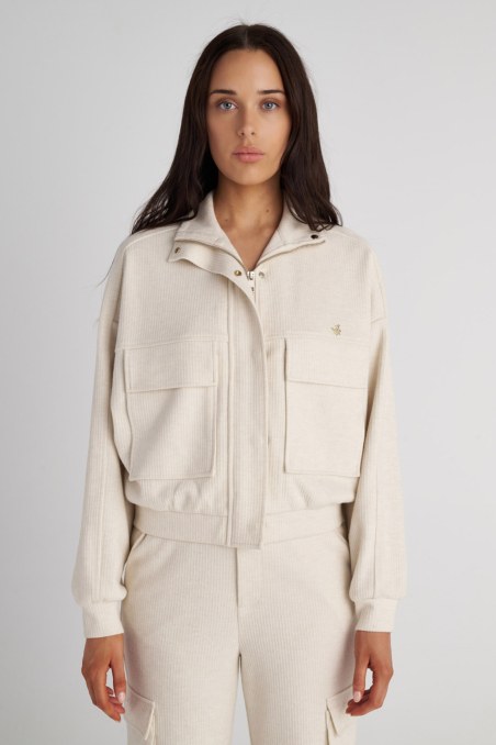 COLLAR ZIPPED CORDUROY JACKET WITH PATCH POCKETS-25833094-103