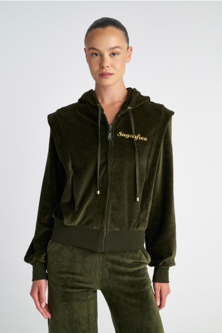 MONOCHROME HOODED VELOUR JACKET-25833122-996