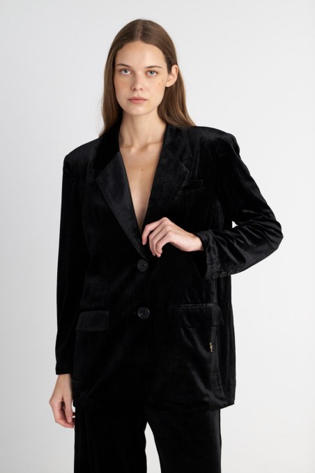 SHOULDER-PAD MONOCHROME VELOUR BLAZER-25833147-110