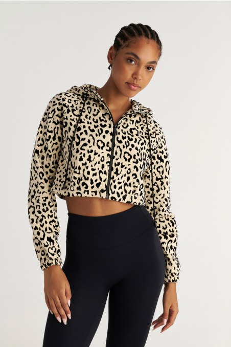 LEOPARD PRINTED HOODIE COTTON CROP JACKET-25833207-108