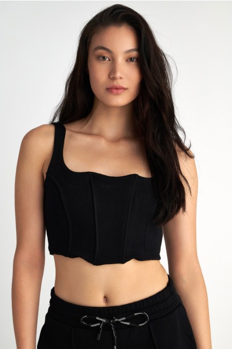 CORSET-INSPIRED COTTON CROPPED TOP-25838072-110