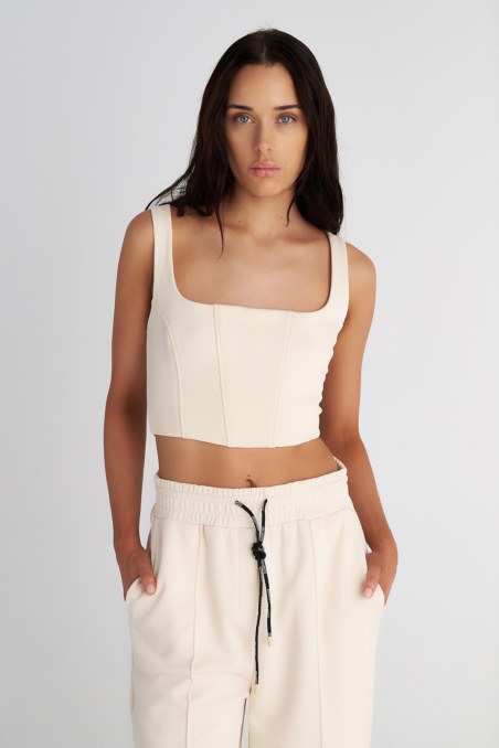 CORSET-INSPIRED COTTON CROPPED TOP-25838072-963