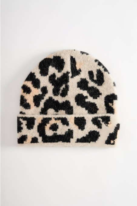 ANIMAL PRINTED KNIT BEANIE-25839012-301