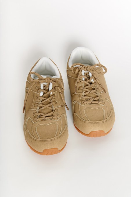 BEIGE SNEAKERS WITH TOPSTITCH DETAIL-25839054-301