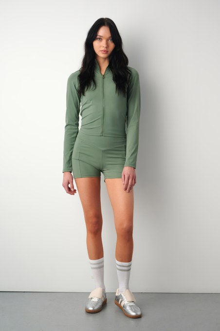 SATIN TOUCH HIGH WAISTED BIKER SHORTS WITH POCKET-25840013-525