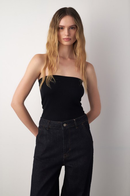 STRAPLESS MONOCHROME RIBBED BODYSUIT-25846010-110