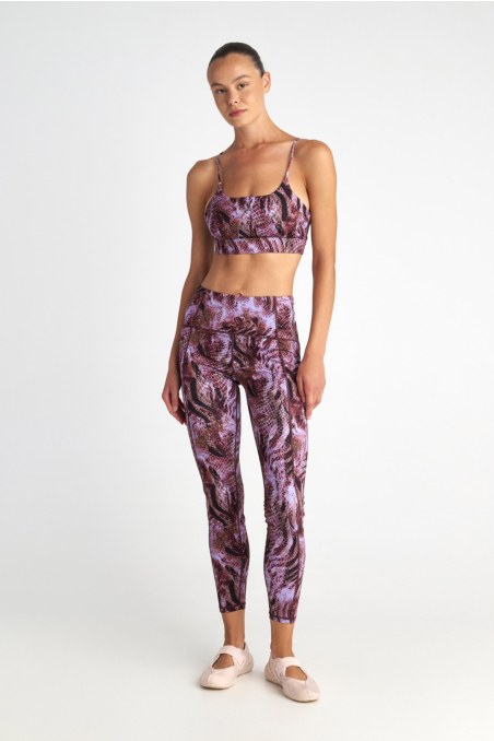SNAKE PRINTED HIGH WAISTED SPORTS LEGGINGS-25865036-999
