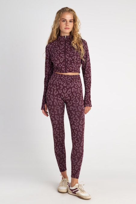 LEOPARD PRINTED SEAMLESS HIGH-WAISTED SPORTS LEGGINGS-25865047-855