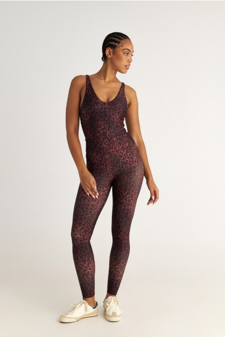 LEOPARD PRINTED STRETCH SPORTS JUMPSUIT WITH OPEN BACK-25867050-634