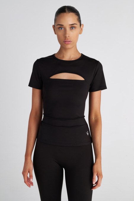SHORT-SLEEVED SPORTS TOP WITH FRONT CUT-OUT DETAIL-25868032-110
