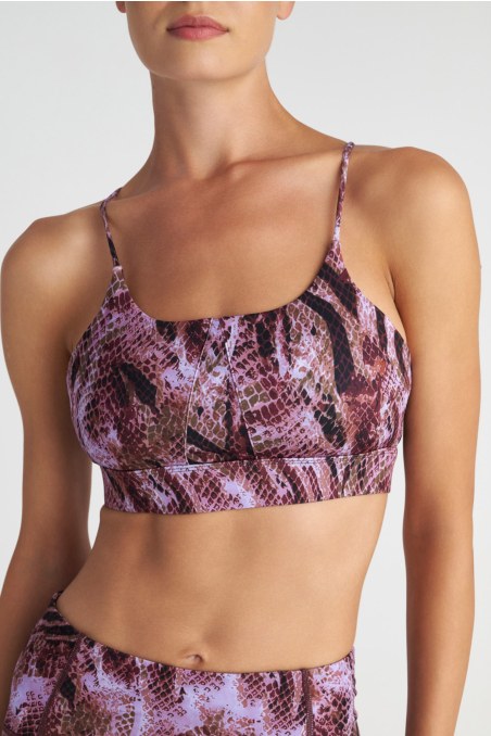 SNAKE PRINTED SPORTS BRA WITH CROSSOVER STRAPS-25868036-999