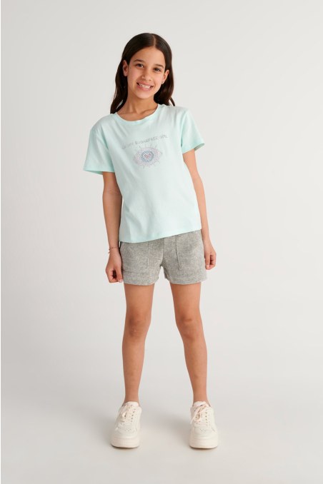 EMBELLISHED COTTON T-SHIRT FOR GIRLS-26612027-516
