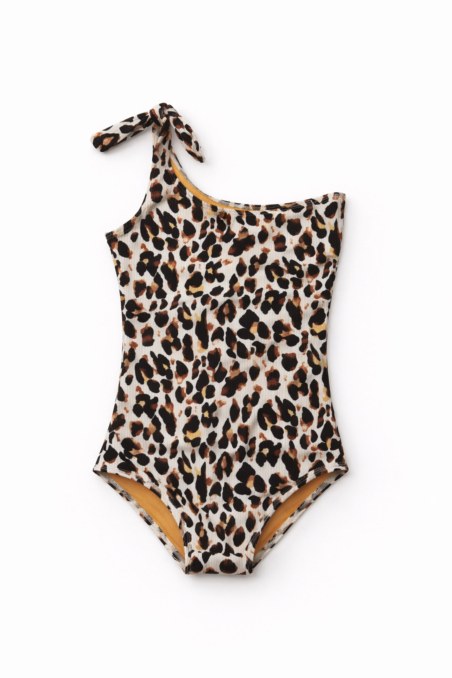 ANIMAL PRINTED ONE SHOULDER ONEPIECE SWIMSUIT FOR GIRLS-26615007-999