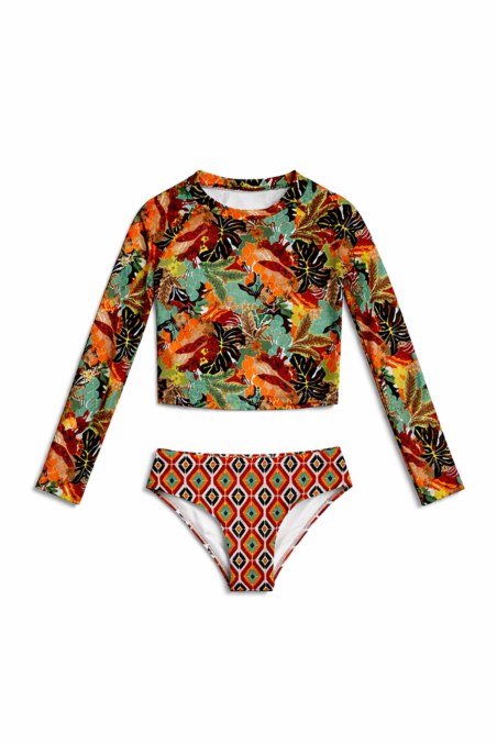 PRINTED LONG SLEEVED BIKINI SET FOR GIRLS-26616012-847